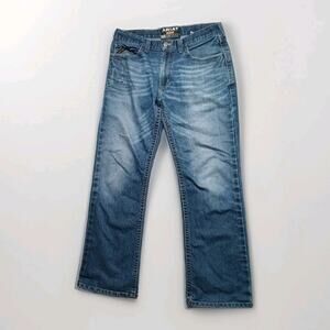 Ariat Jeans Mens 34x32 Blue Rebar M4 Low Rise Boot Cut Med Wash Western Work